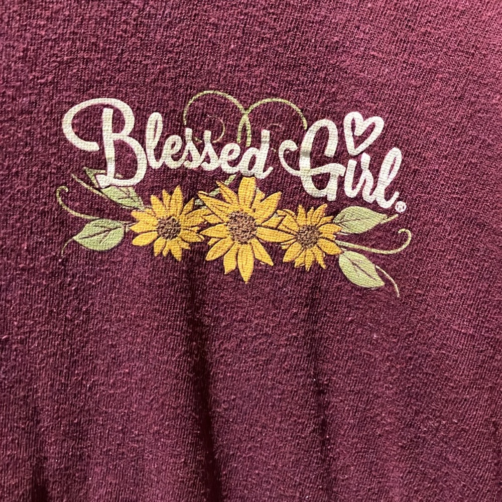 Blessed Girl Maroon Sunflower Long Sleeve Shirt - Picture 2 of 4